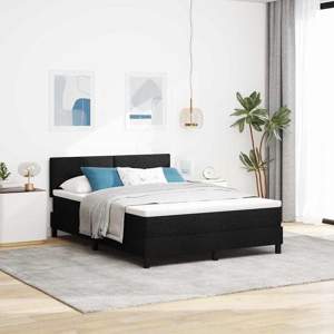 [3342207] Łóżko sprężynowe z paskami LED Czarny 140 x 190 cm tkanina