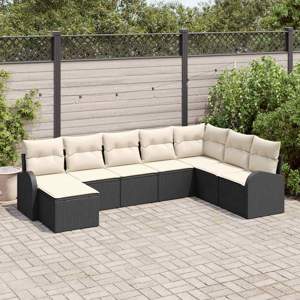 [3346157] Zestaw Sof na Ogród 8 szt. Czarny [Syntetyczny]: Rattan poli