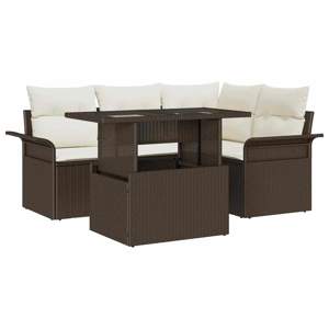[3357011] Zestaw Sof na Ogród 5 szt. Brązowy [Syntetyczny]: Rattan poli