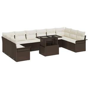 [3357091] Zestaw Sof na Ogród 11 szt. Brązowy Rattan poli