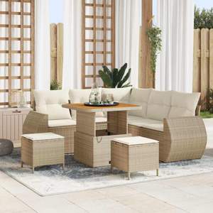 [3361871] Zestaw Sof na Ogród 8 szt. Beżowy polirattan