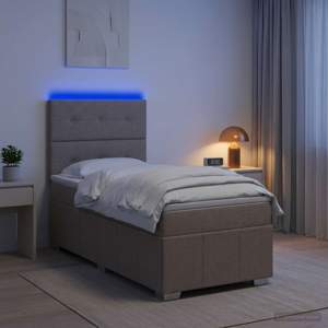 [3455539] Łóżko z box spring LED z materacem Ciemnoszary 100 x 200 cm