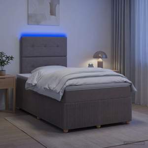 [3455836] Łóżko z box spring LED z materacem Ciemnoszary 120 x 200 cm