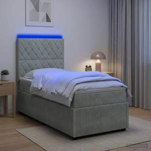[3456005] Łóżko z box spring LED z materacem jasnoszary 100 x 200 cm