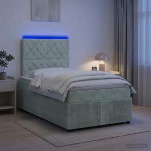 [3456041] Łóżko z box spring LED z materacem jasnoszary 120 x 200 cm