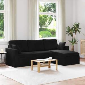 [42024473] Sofa Czarny 228 x 134 x 80 cm Aksamit