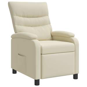 [42034882] Fotel recliner kremowy Ekoskóra