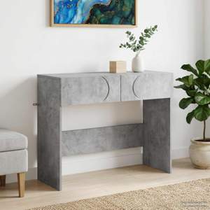 [8011642] Konsola Betonowy szary 96,5 x 38 x 75 cm Drewno inżynieryjne