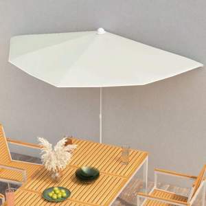 [315559] Półokrągły parasol ogrodowy na słupku, 180x90 cm, piaskowy