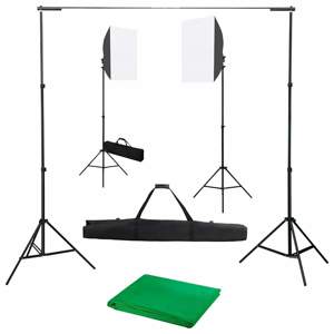 [3055057] Fotograficzny zestaw studyjny z lampami softbox i tłem