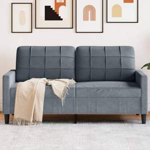 [4007625] Sofa 2-osobowa, ciemnoszary, 140 cm, tapicerowana aksamitem