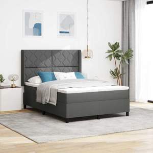 [3343575] Łóżko z sprężyną LED Ciemnoszary 160 x 200 cm tkanina