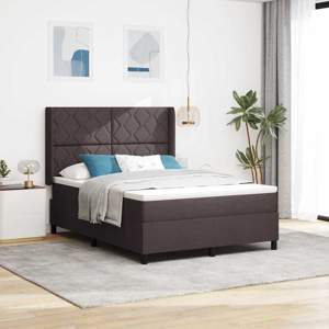 [3343577] Łóżko z sprężyną LED Ciemny brąz 160 x 200 cm tkanina