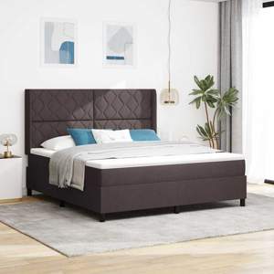 [3343584] Łóżko z sprężyną LED Ciemny brąz 180 x 200 cm tkanina