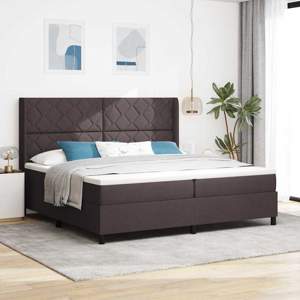 [3343591] Łóżko z sprężyną LED Ciemny brąz 200 x 200 cm tkanina