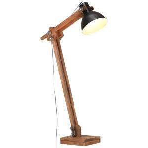 [320581] Lampa podłogowa, czarna, E27, lite drewno mango
