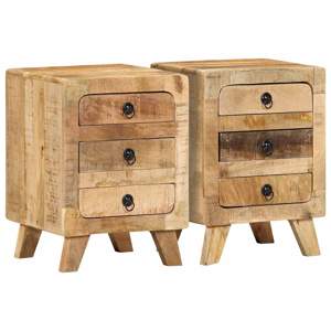 [4104516] Szafka nocna 2 szt. 37x32x50 cm Drewno lite surowe mango