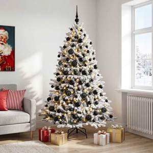 [3466413] Sztuczna choinka z bombkami 210 cm 300 LED Ciepła biel