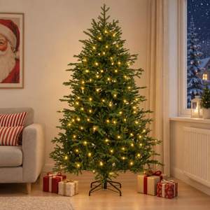 [3465498] Sztuczna choinka z zawiasami 150 cm 150 LED Ciepła biel