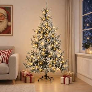 [3465496] Sztuczna choinka z zawiasami 150 cm 150 LED Ciepła biel