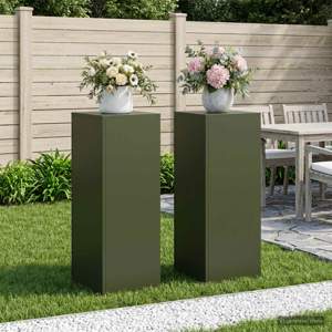 [8012495] Stojak na rośliny 2 pcs Oliwkowy zielony 30 x 30 x 80 cm Stal
