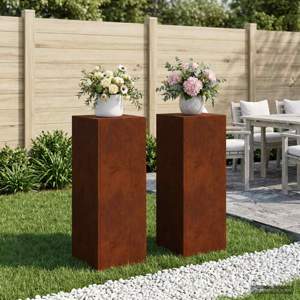 [8012501] Stojak na rośliny 2 pcs Rdzawy 30 x 30 x 80 cm Stal kortenowska