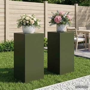 [8012551] Stojak na rośliny 2 pcs Oliwkowy zielony 40 x 40 x 80 cm Stal