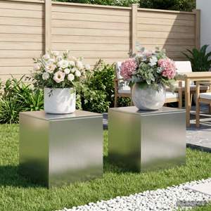 [8012527] Stojak na rośliny 2 pcs srebrny 40 x 40 x 40 cm Stal nierdzewna