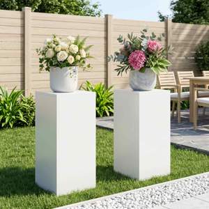 [8012477] Stojak na rośliny 2 pcs Biały 30 x 30 x 60 cm Stal