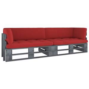 [3066631] Sofa 2-osobowa z palet, z poduszkami, szara, drewno sosnowe