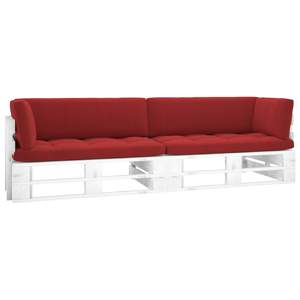 [3066643] Sofa 2-osobowa z palet, z poduszkami, biała, drewno sosnowe