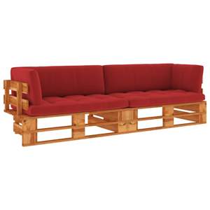 [3066667] Sofa 2-os. z palet, z poduszkami, miodowy brąz, drewno sosnowe