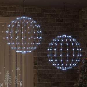 [42019120] Piłka 2 szt. Zimna biel 60 x 60 x 62 cm Metal 384 LED