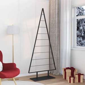[42019174] Metalowa choinka świąteczna z podstawą Czarny 210 cm Stal