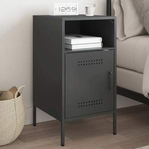 [843066] Szafka nocna, czarna, 36x39x68 cm, stal