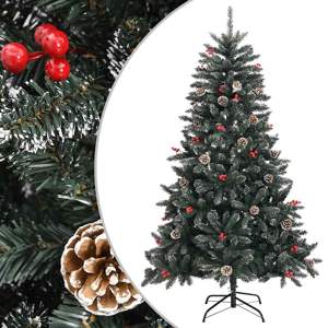 [345178] Sztuczna choinka ze stojakiem, zielona, 120 cm, PVC