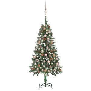[3077847] Sztuczna choinka z lampkami, bombkami i szyszkami, 150 cm