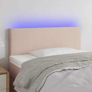 [3121415] Zagłówek do łóżka z LED, cappuccino, 90x5x78/88 cm, ekoskóra