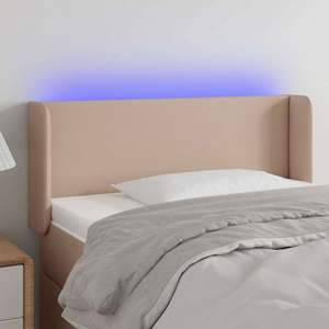 [3123039] Zagłówek do łóżka z LED, cappuccino, 93x16x78/88 cm, ekoskóra