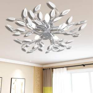 [241476] Lampa sufitowa na 5 żarówek E14, biało-przezroczysta