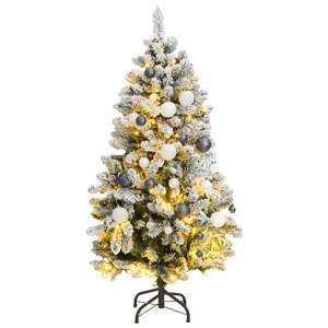 [3210106] Sztuczna choinka na zawiasach, 150 lampek LED i bombki, 150 cm