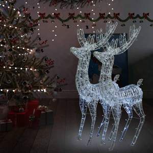 [3154357] Renifery z akrylu XXL, 2 szt., 250 zimnych białych LED, 180 cm