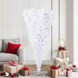 [3426710] Sztuczna choinka z 300 diodami LED Biały 180 cm PVC i stal