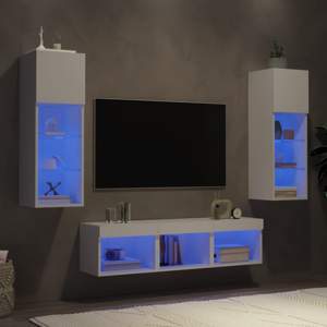[3216597] 5-częściowy zestaw mebli TV z LED, biały