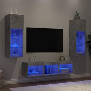 [3216600] 5-częściowy zestaw mebli TV z LED, szarość betonu